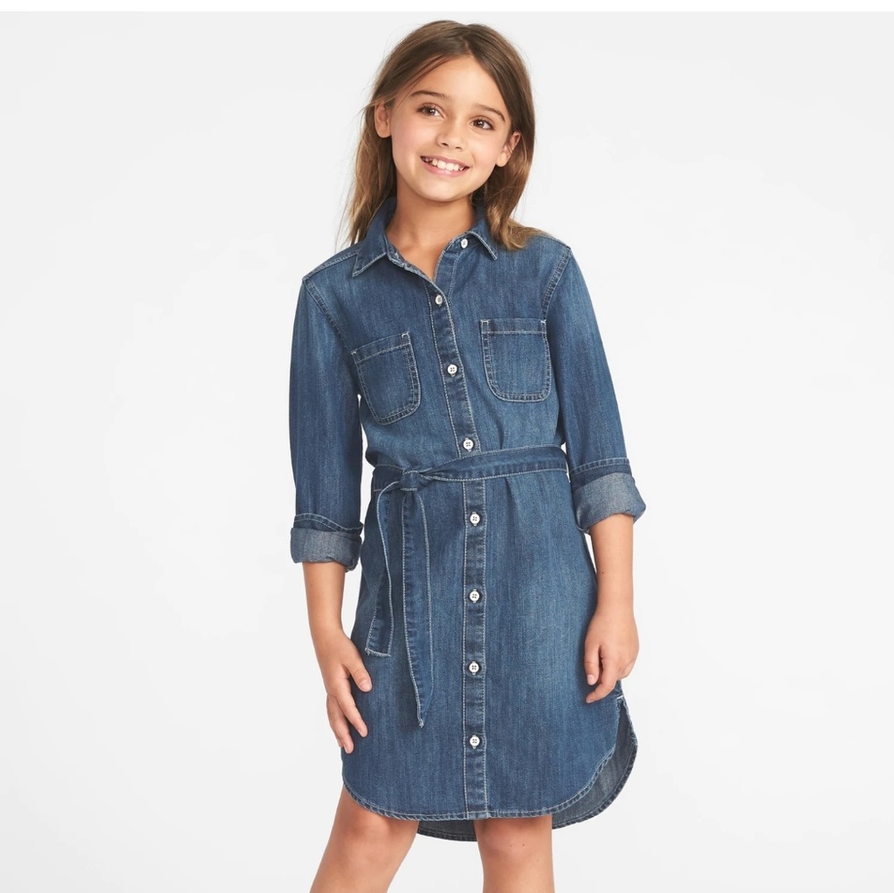 🆕 Denim Tie-Belt Shirt Dress